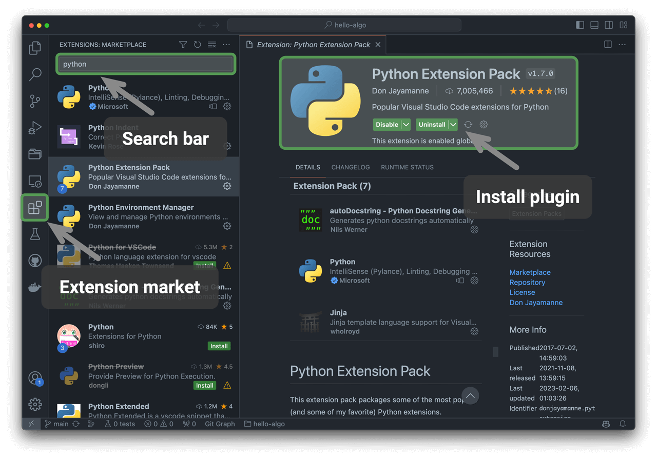 Установка расширений VS Code