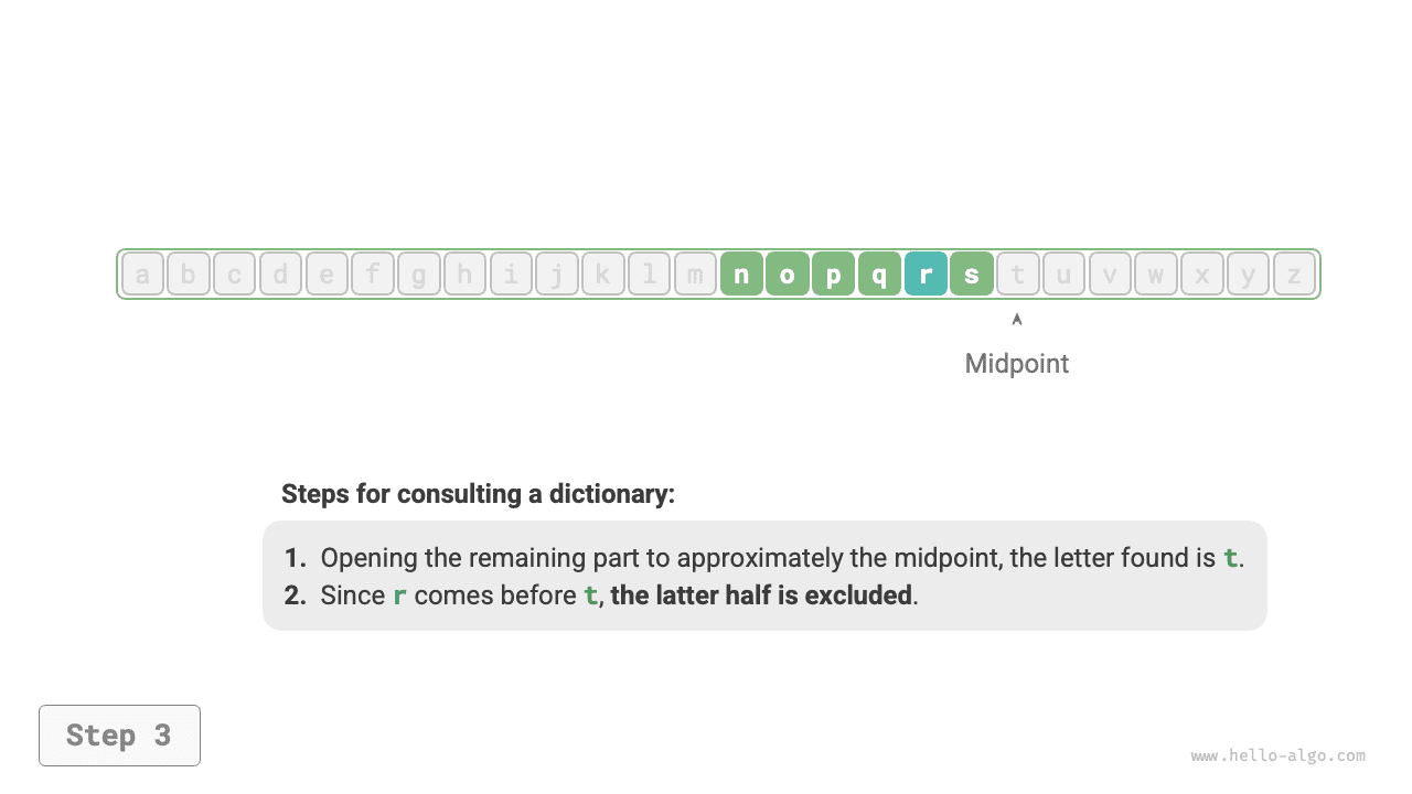 Бинарный поиск в словаре, шаг 3